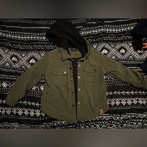 Little Bipsy corduroy Olive Green jacket with Black Hood